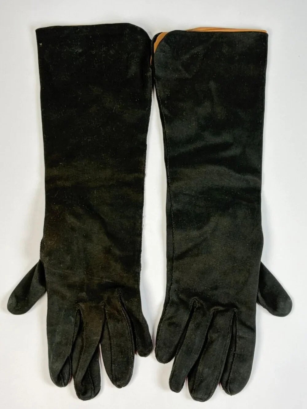 Vintage English Double Woven Cotton Ladies Gloves Size 7 Black